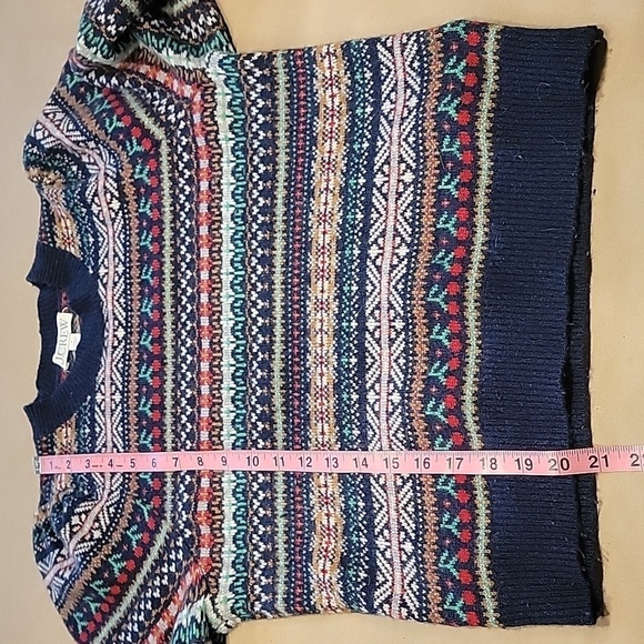 J. Crew Size S Fair Isle Puff Sleeve Crewneck Sweater, Gently Used Condition - Picture 9 of 12